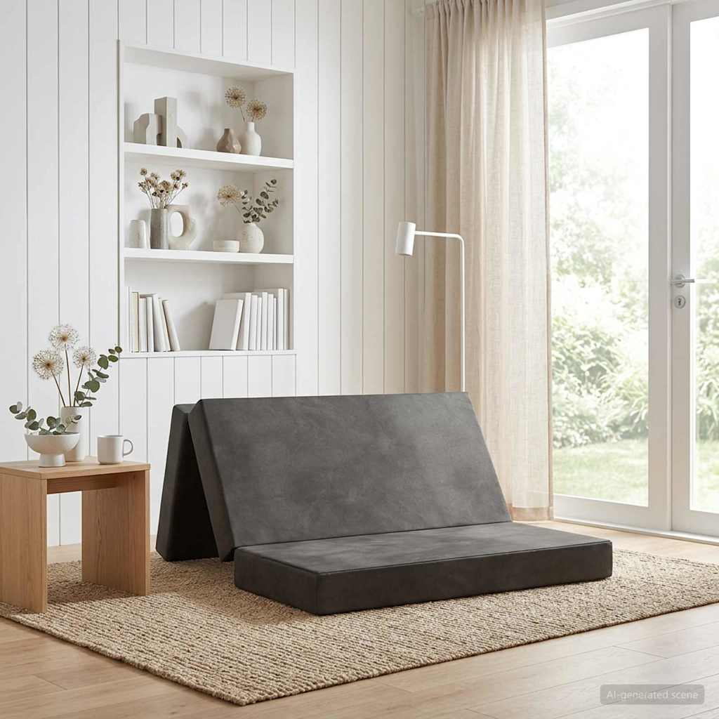 Divano Letto Pieghevole 200 x 67 x 45 cm Grigio Chiaro | homemem39