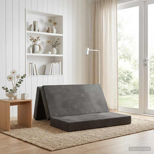 Divano Letto Pieghevole 200 x 67 x 45 cm Grigio Chiaro | homemem39