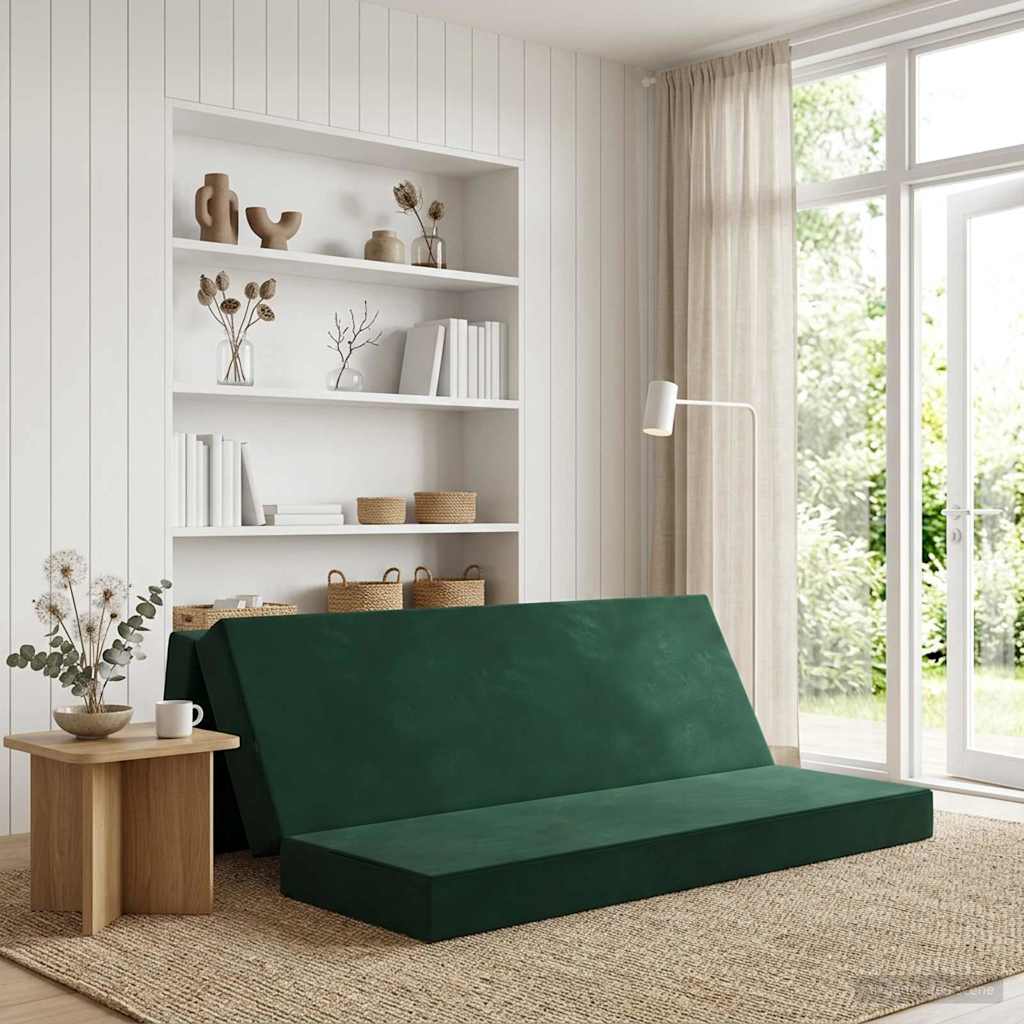 Divano Letto Pieghevole 180 x 67 x 45 cm Verde Scuro