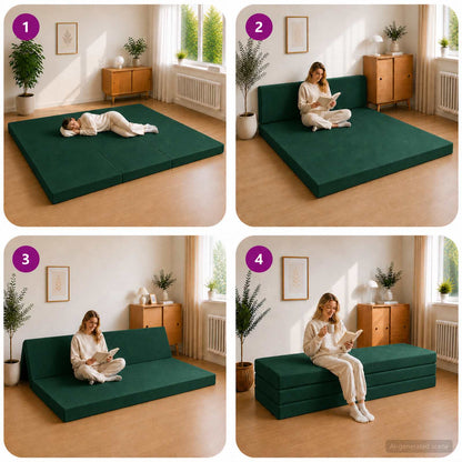 Divano Letto Pieghevole 180 x 67 x 45 cm Verde Scuro