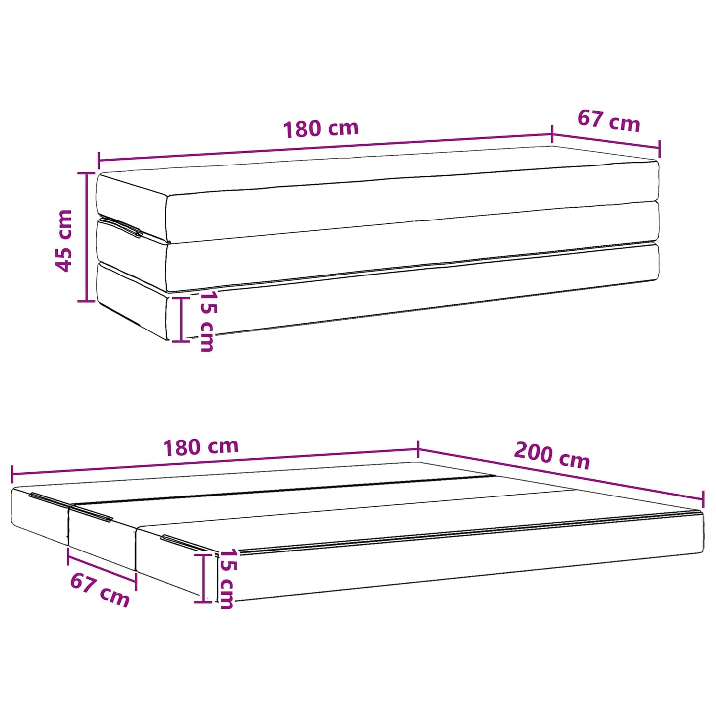 Divano Letto Pieghevole 180 x 67 x 45 cm Rosa | homemem39