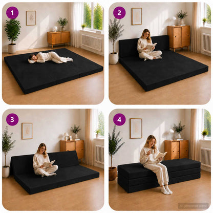 Divano Letto Pieghevole 180 x 67 x 45 cm Nero