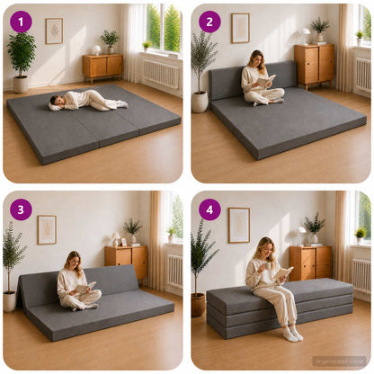 Divano Letto Pieghevole 200 x 67 x 45cm Grigio Chiaro