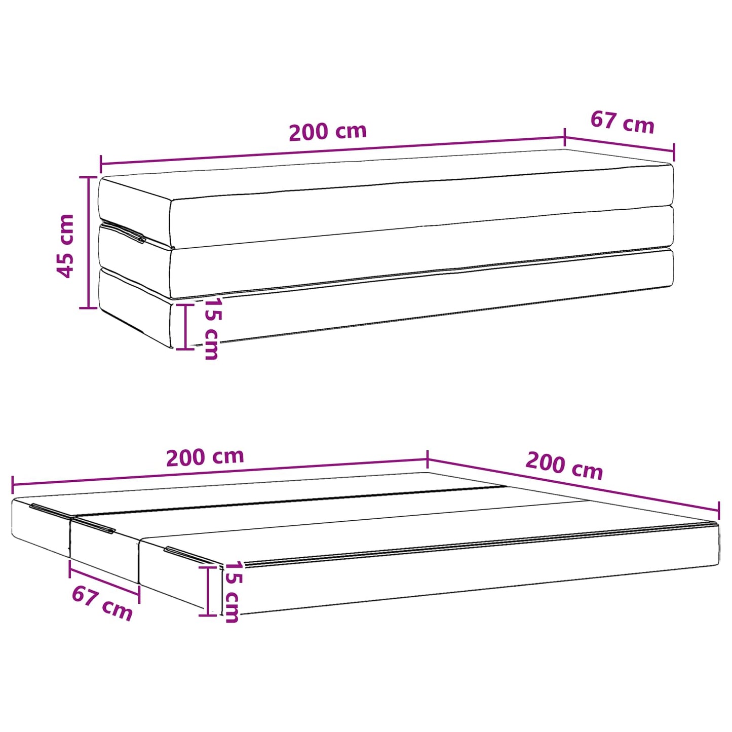 Divano Letto Pieghevole 200 x 67 x 45 cm Blu | homemem39