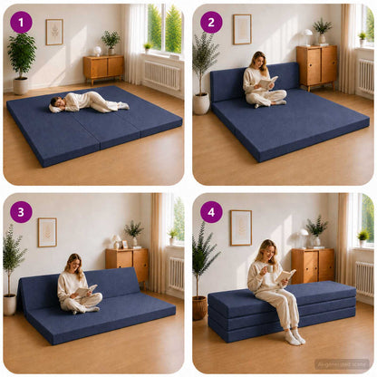 Divano Letto Pieghevole 200 x 67 x 45 cm Blu | homemem39