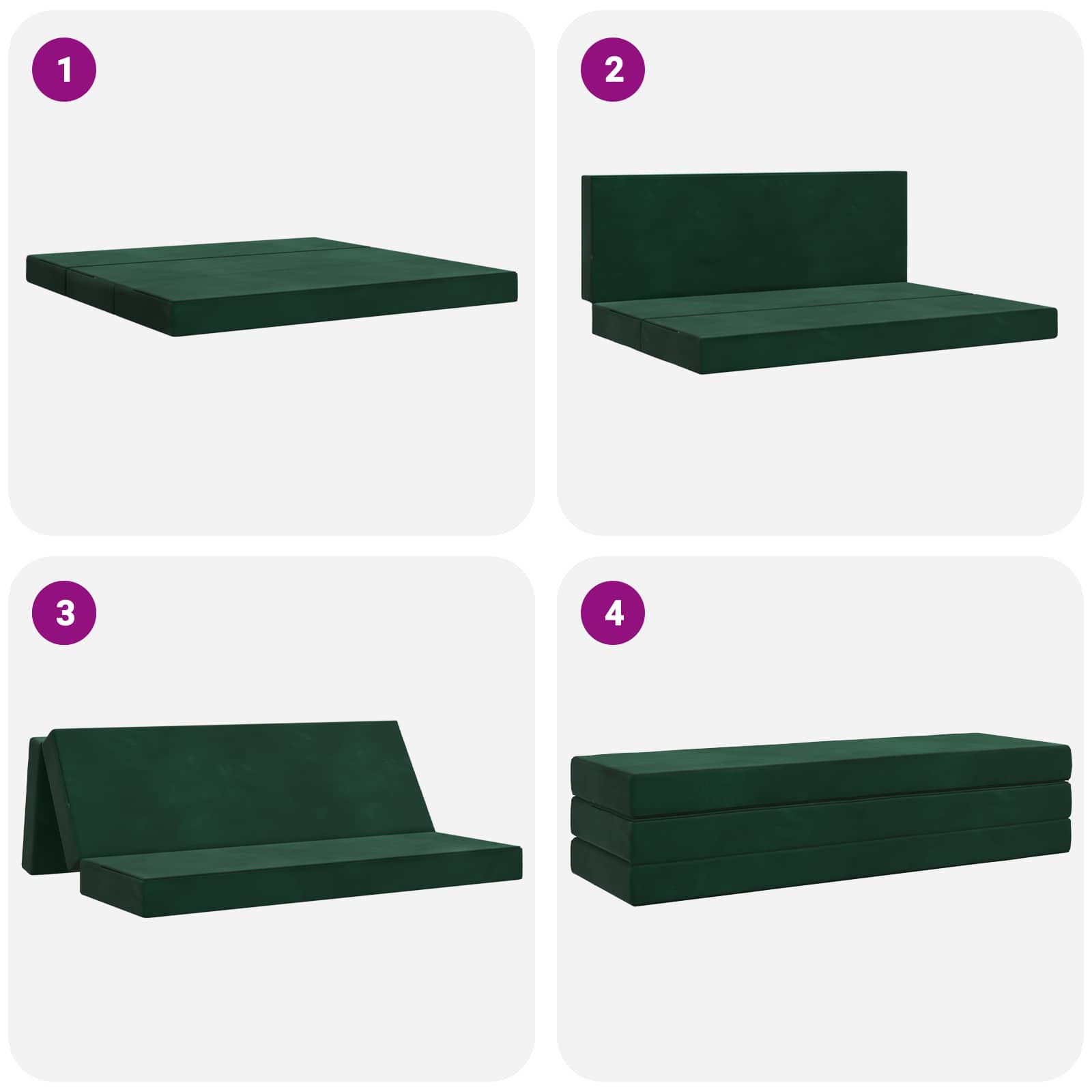 Divano Letto Pieghevole 200 x 67 x 45 cm Verde Scuro | homemem39