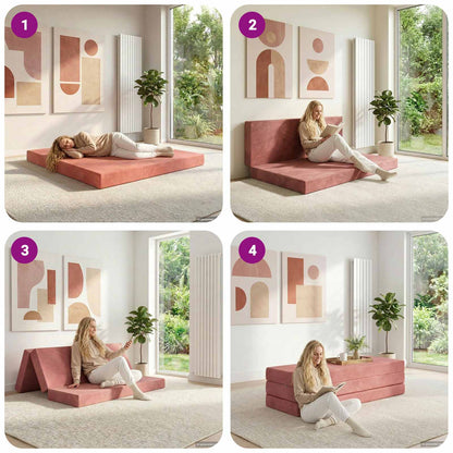 Divano Letto Pieghevole 200 x 67 x 45 cm Rosa | homemem39