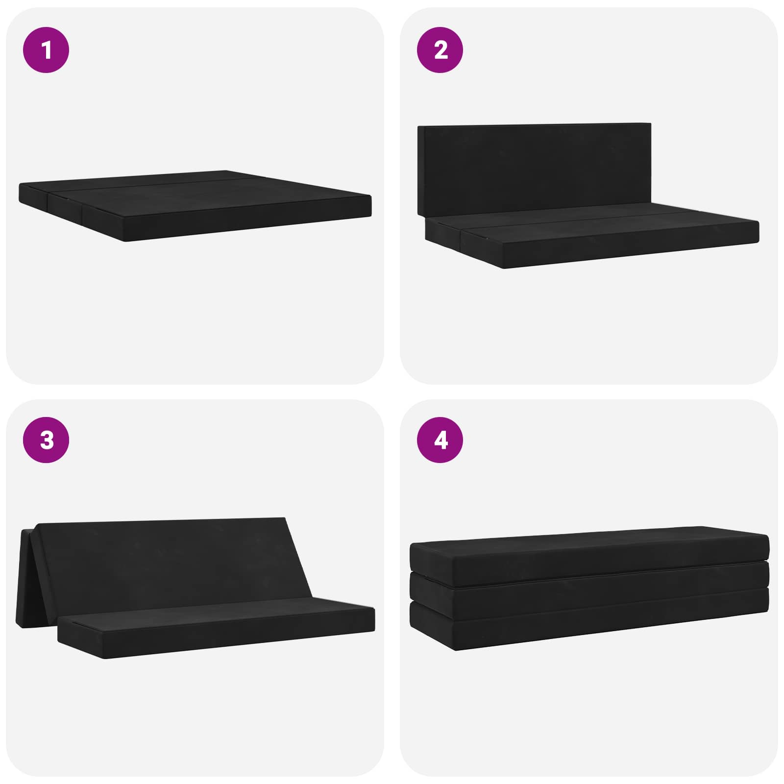 Divano Letto Pieghevole 200 x 67 x 45 cm Nero | homemem39
