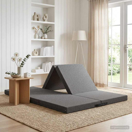 Divano Letto Pieghevole 140 x 67 x 45 cm Grigio Chiaro