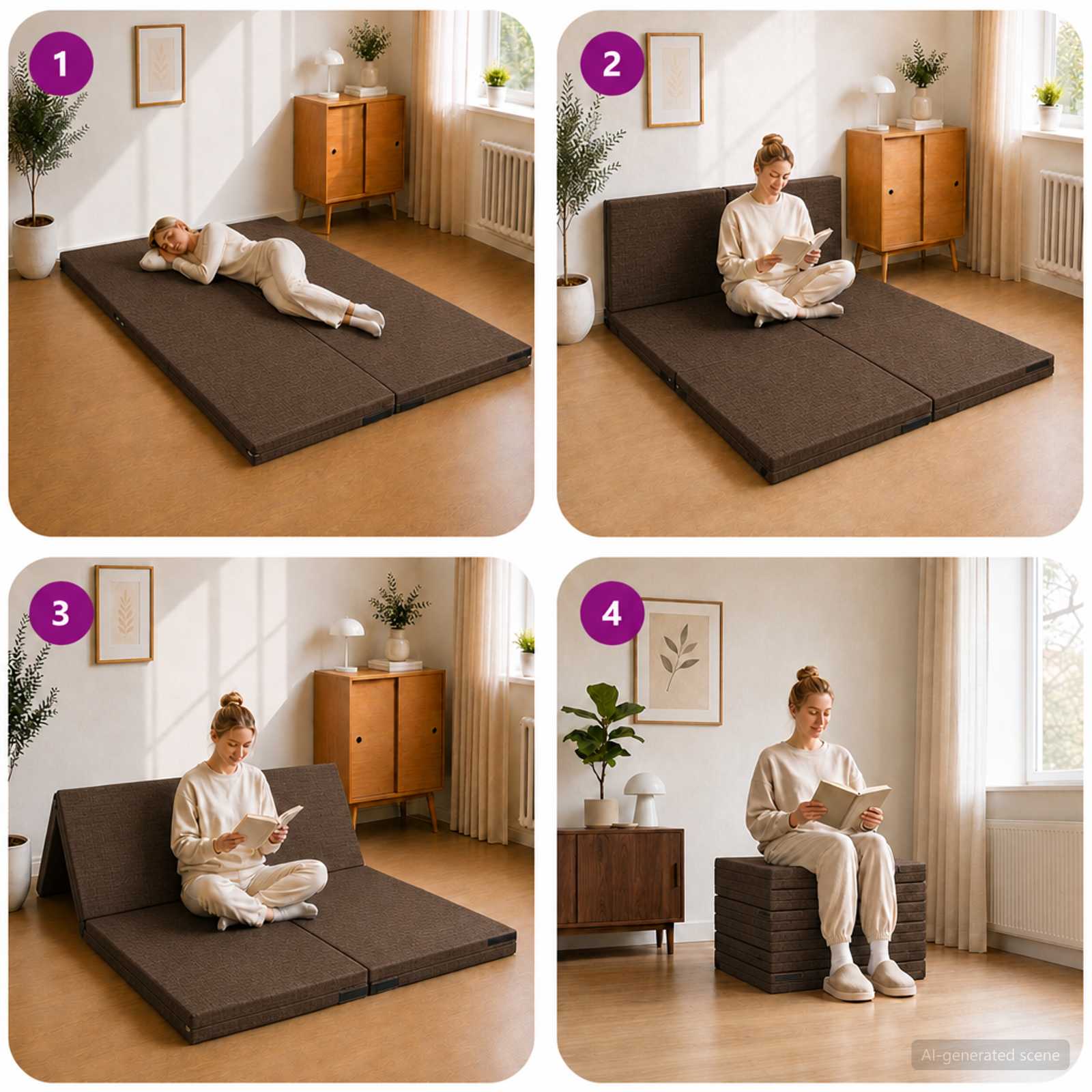 Divano Letto Pieghevole 140 x 67 x 45 cm Tortora | homemem39