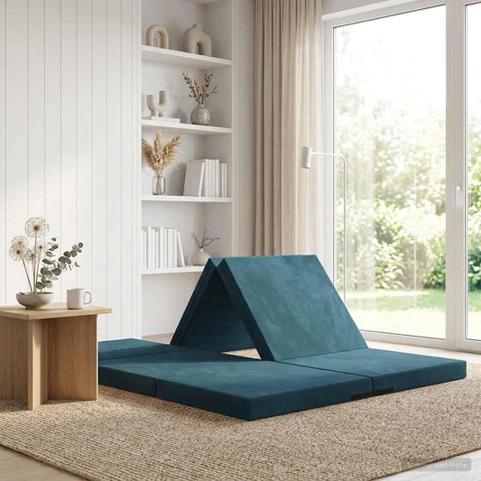 Divano Letto Pieghevole 140 x 67 x 45 cm Blu