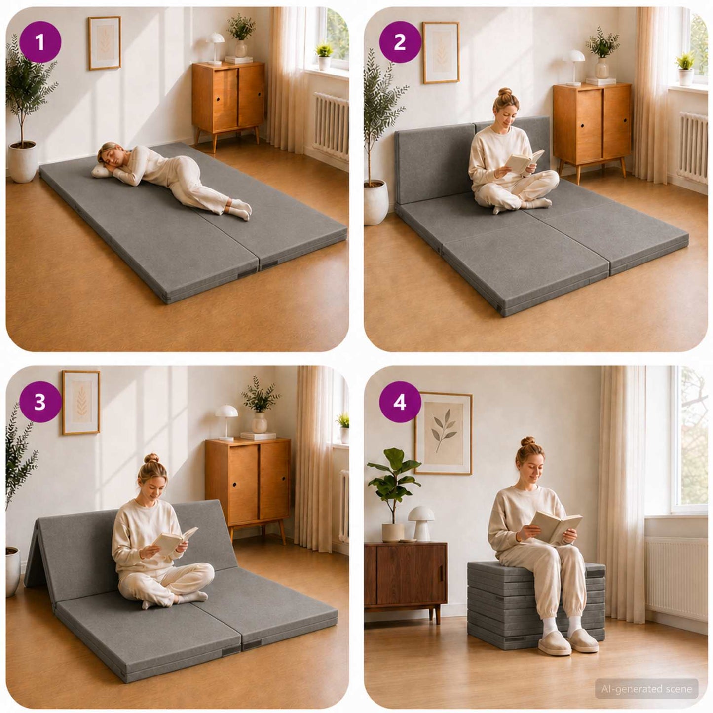 Divano Letto Pieghevole 140 x 67 x 45 cm Grigio Chiaro | homemem39
