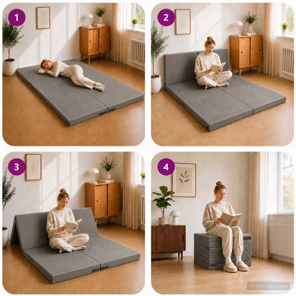 Divano Letto Pieghevole 140 x 67 x 45 cm Grigio Chiaro | homemem39