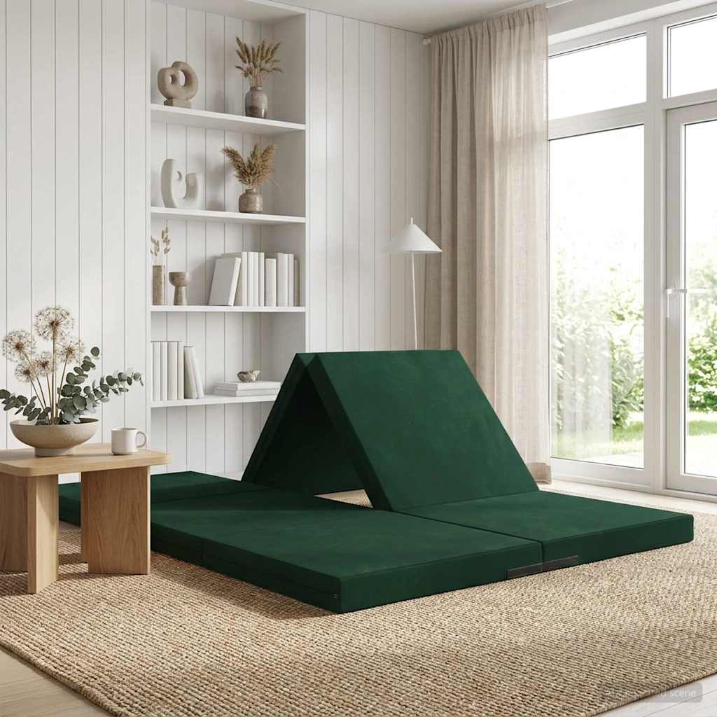 Divano Letto Pieghevole 70 x 67 x 48 cm Verde Scuro