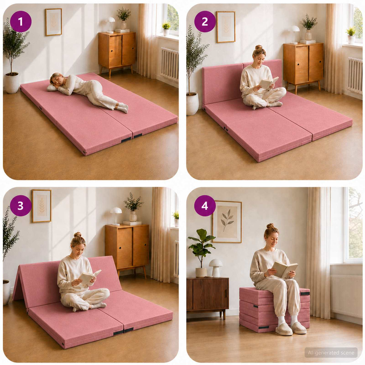 Divano Letto Pieghevole 70 x 67 x 48 cm Rosa