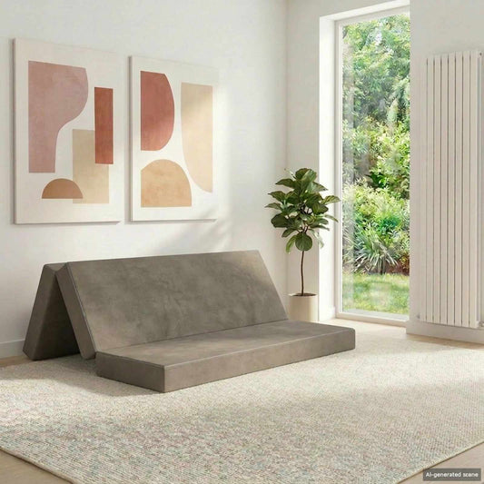 Divano Letto Pieghevole 160 x 67 x 45 cm Grigio Chiaro