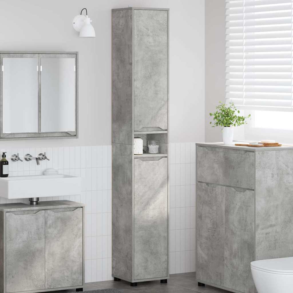 Mobile da Bagno con porta Grigio cemento 30,5 x 30 x 195 cm | homemem39