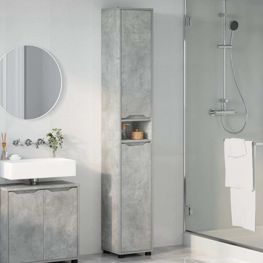 Mobile da Bagno con porta Grigio cemento 30,5 x 30 x 195 cm | homemem39