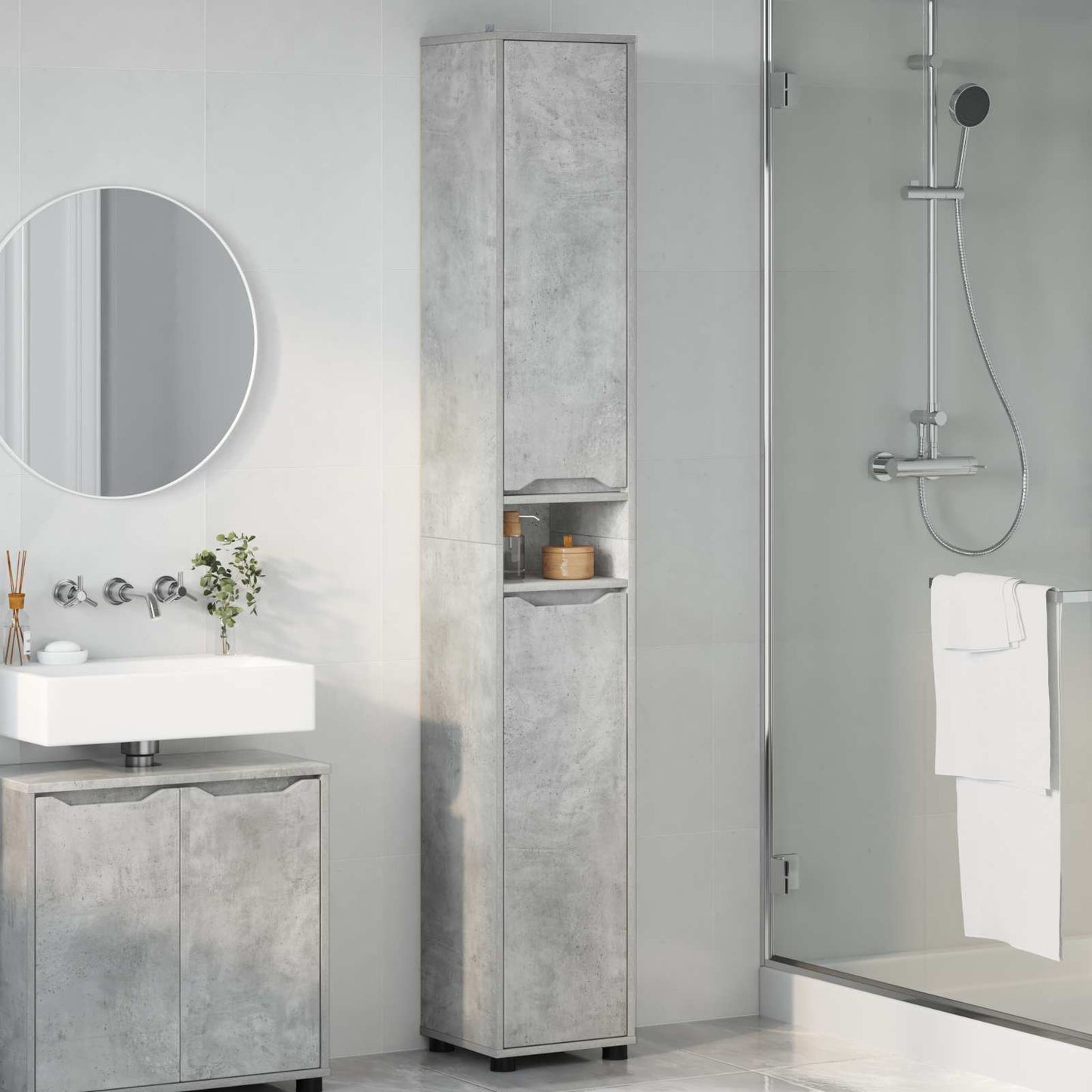 Mobile da Bagno Grigio cemento 30,5 x 30 x 195 cm