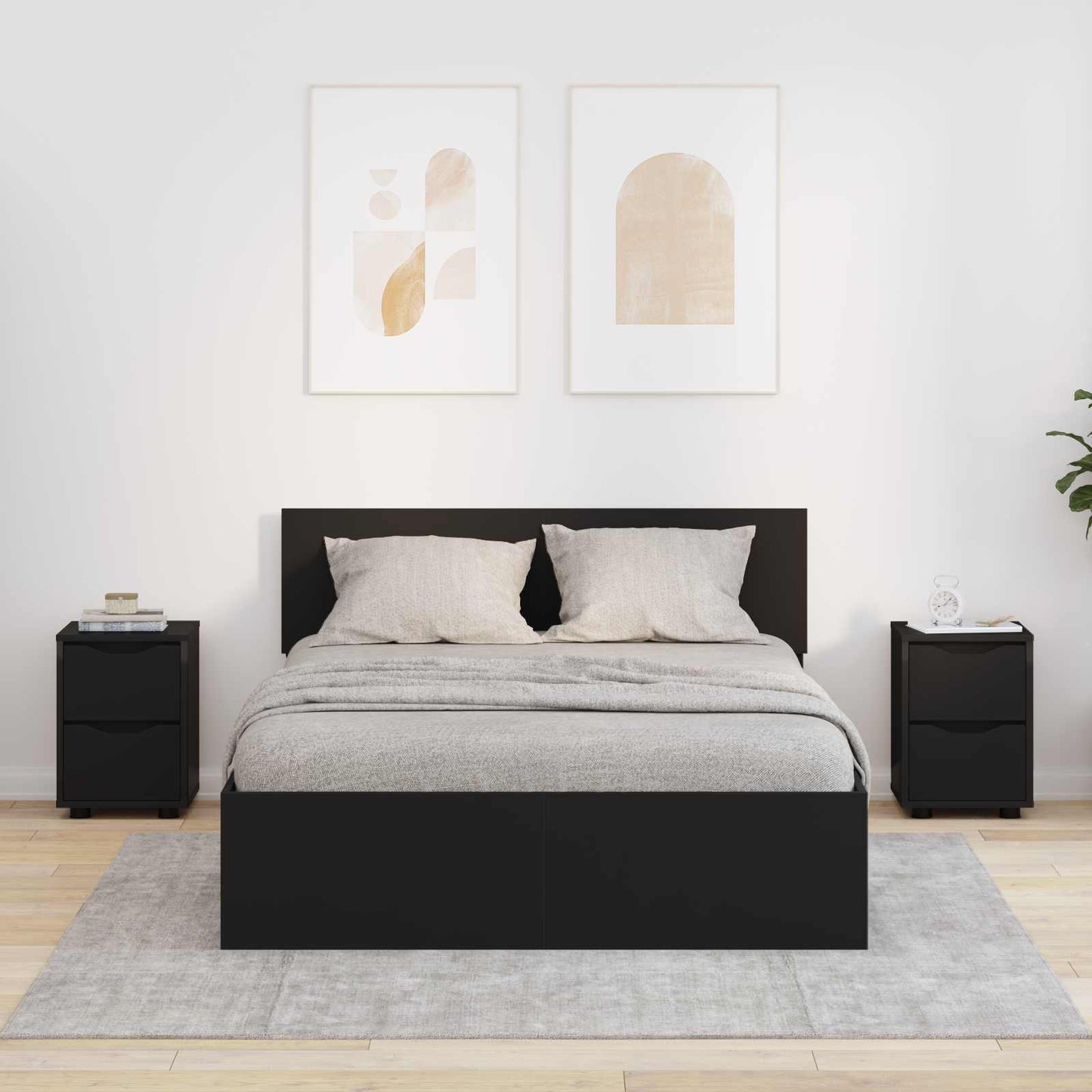 Comodini 2 pz Nero 30,5 x 30 x 43 cm Legno ingegnerizzato
