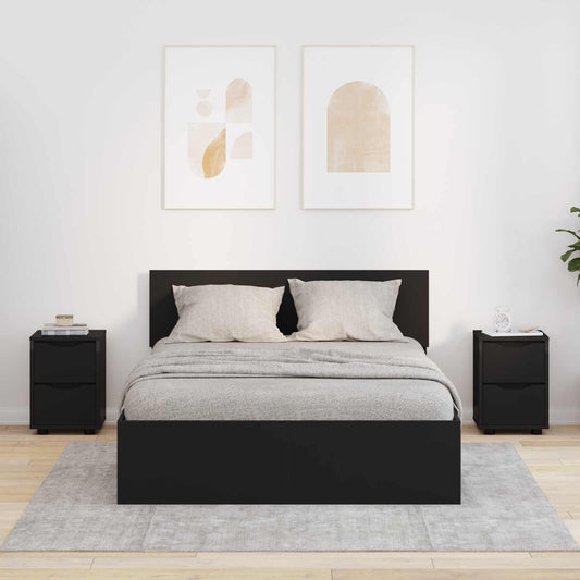 Comodini 2 pz Nero 30,5 x 30 x 43 cm Legno ingegnerizzato