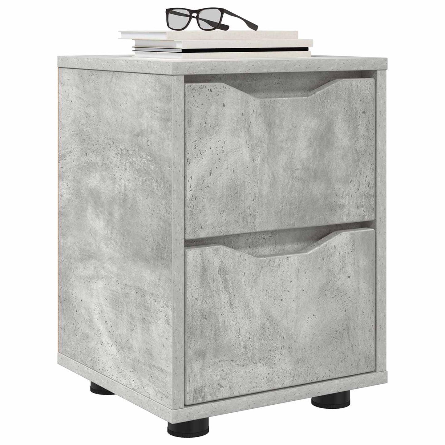 Comodino Grigio cemento 30,5 x 30 x 43 cm Legno ingegnerizzato