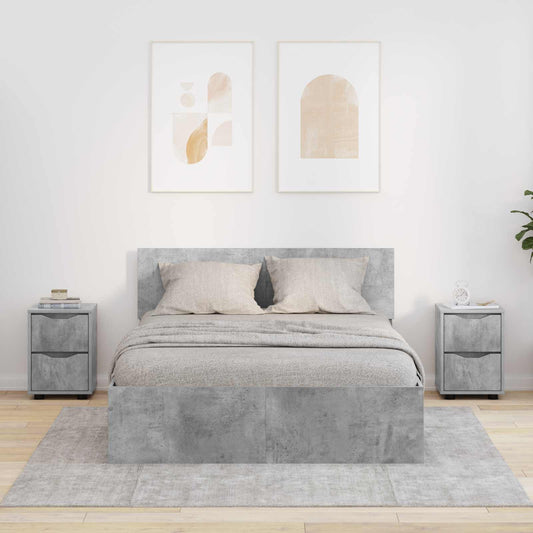 Comodini 2 pz Grigio cemento 30,5 x 30 x 43 cm