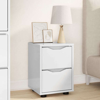 Comodino Bianco Lucido 30,5 x 30 x 43 cm Legno multistrato | homemem39