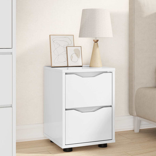 Comodino Bianco Lucido 30,5 x 30 x 43 cm Legno ingegnerizzato