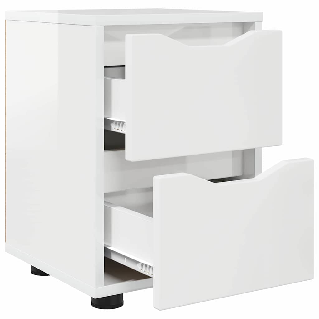 Comodino Bianco Lucido 30,5 x 30 x 43 cm Legno multistrato | homemem39