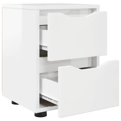 Comodino Bianco Lucido 30,5 x 30 x 43 cm Legno ingegnerizzato