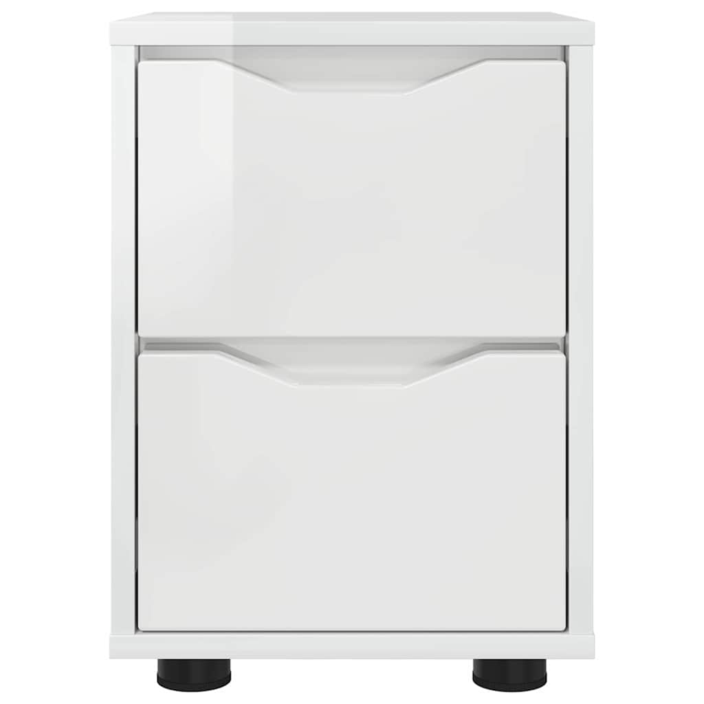 Comodino Bianco Lucido 30,5 x 30 x 43 cm Legno multistrato | homemem39