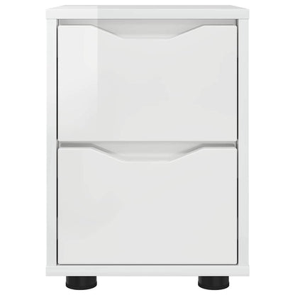 Comodino Bianco Lucido 30,5 x 30 x 43 cm Legno multistrato | homemem39