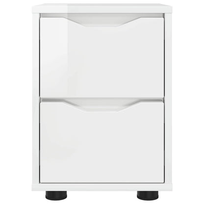 Comodino Bianco Lucido 30,5 x 30 x 43 cm Legno ingegnerizzato
