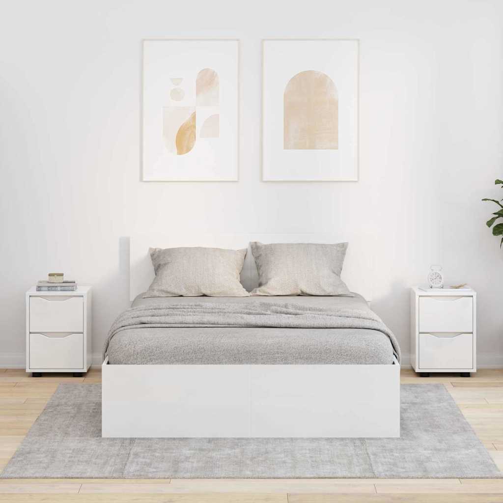 Comodini con cassetto 2 pcs Bianco Lucido 30,5 x 30 x 43 cm