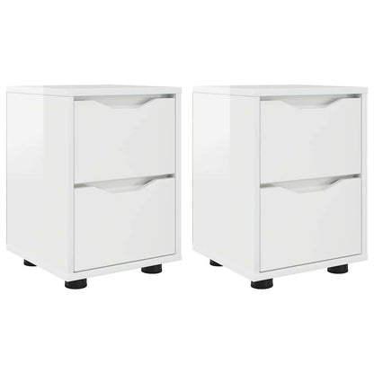 Comodini con cassetto 2 pcs Bianco Lucido 30,5 x 30 x 43 cm
