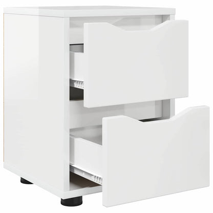Comodini con cassetto 2 pcs Bianco Lucido 30,5 x 30 x 43 cm