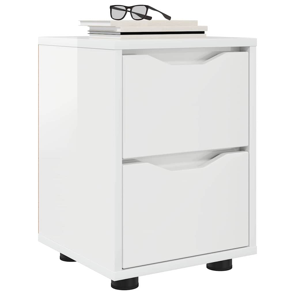 Comodini con cassetto 2 pcs Bianco Lucido 30,5 x 30 x 43 cm