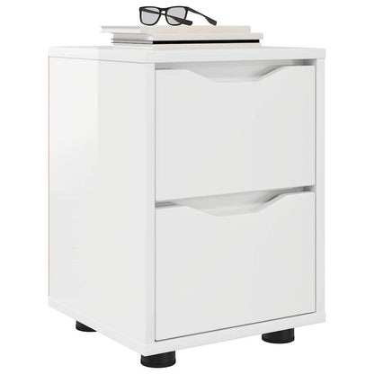 Comodini con cassetto 2 pcs Bianco Lucido 30,5 x 30 x 43 cm