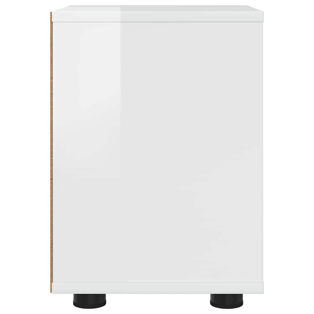 Comodini con cassetto 2 pcs Bianco Lucido 30,5 x 30 x 43 cm