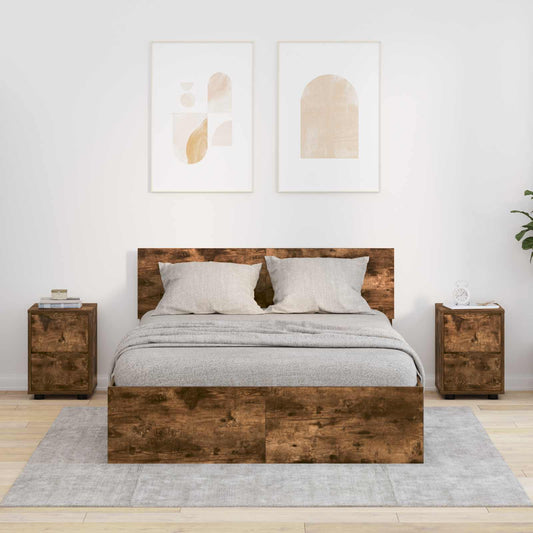Comodini 2 pz Rovere fumé 30,5 x 30 x 43 cm