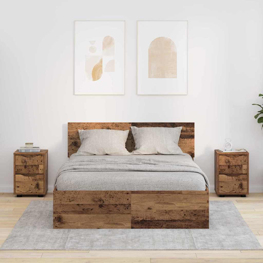 Comodini con cassetto 2 pcs Legno vecchio 30,5 x 30 x 43 cm