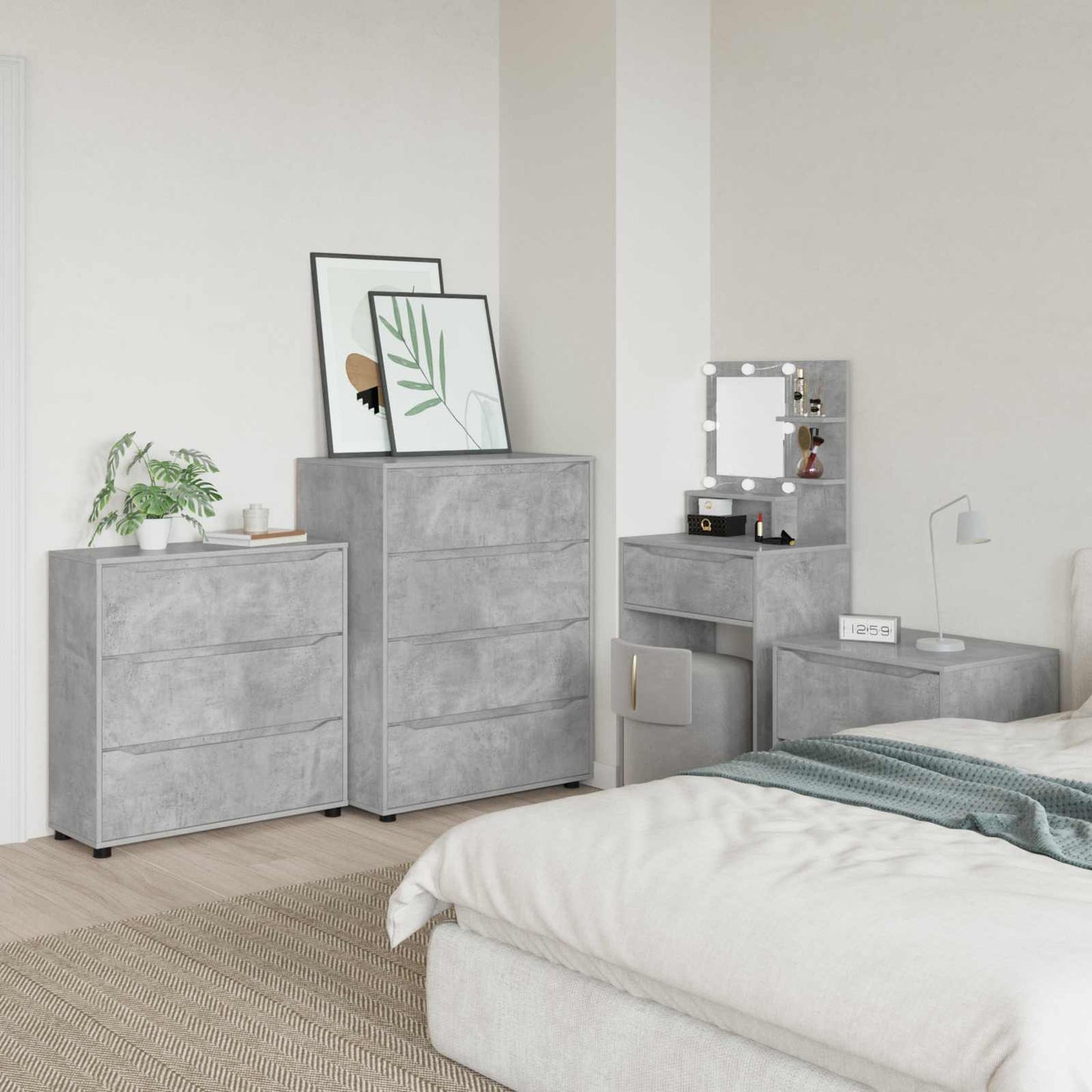 Armadio 80 x 31 x 81 cm Legno ingegnerizzato Grigio cemento