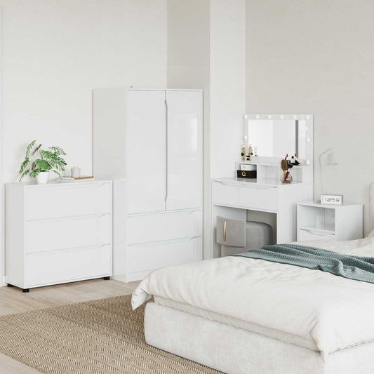 Armadio Bianco Lucido 80 x 31 x 81 cm Legno multistrato