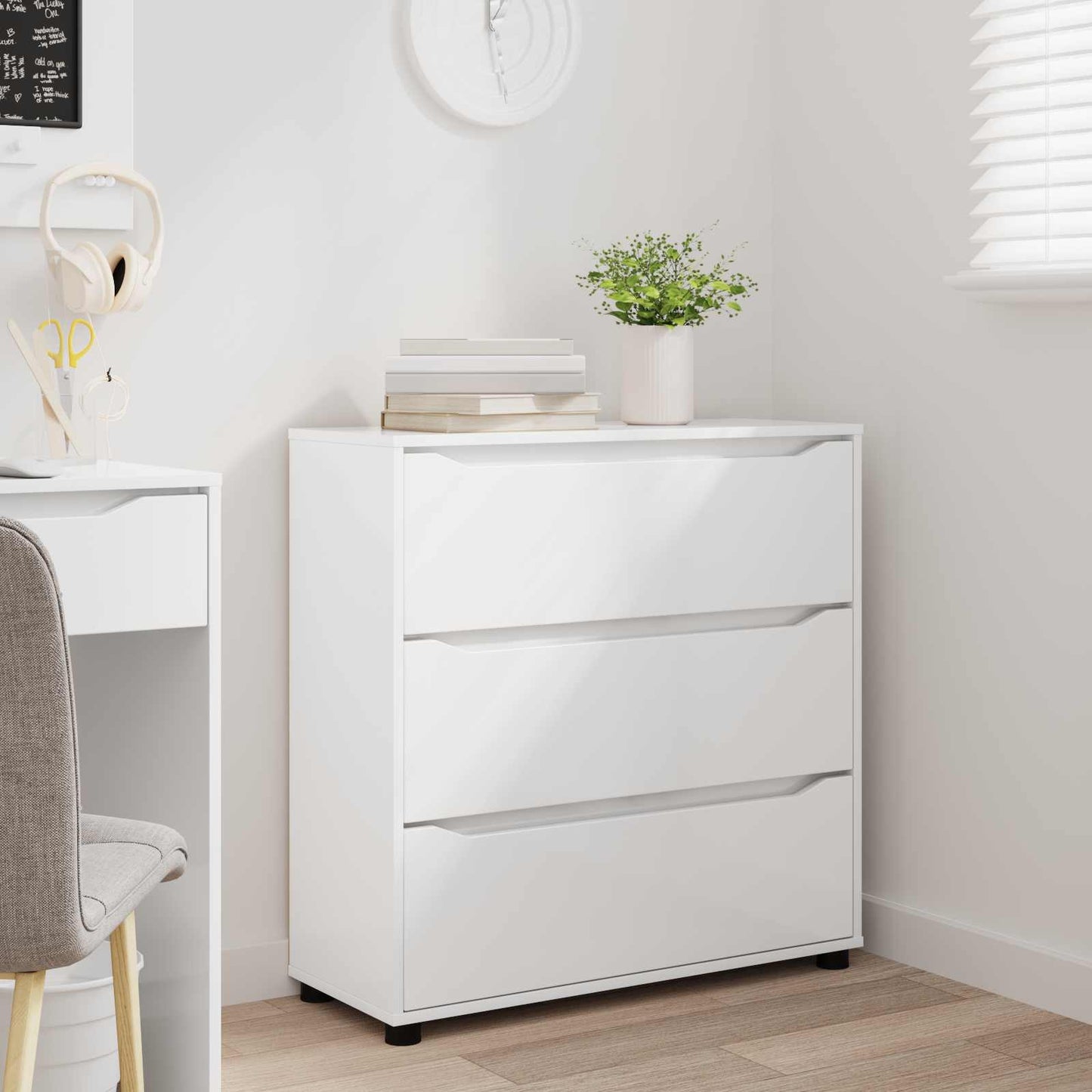 Armadio 80 x 31 x 81 cm Legno ingegnerizzato Bianco Lucido