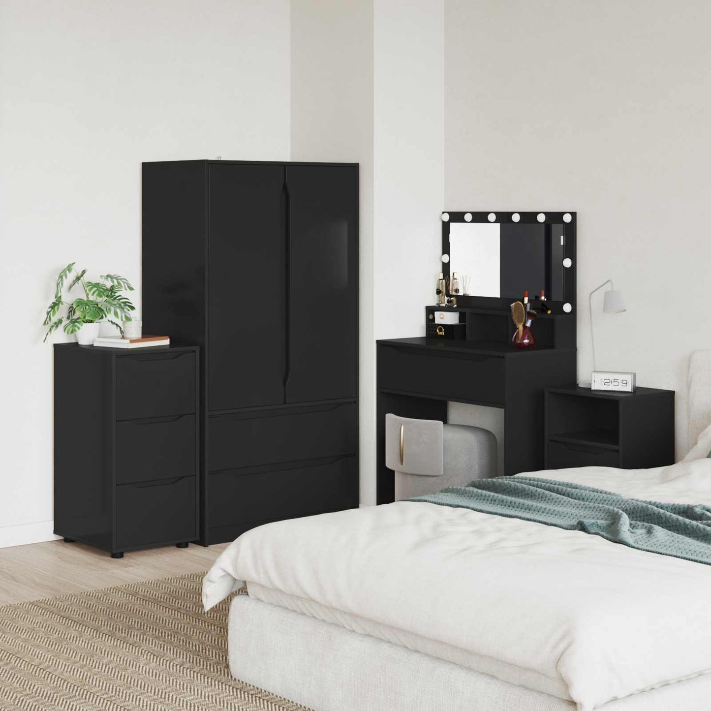 Armadio 40 x 48 x 81 cm Legno ingegnerizzato Nero