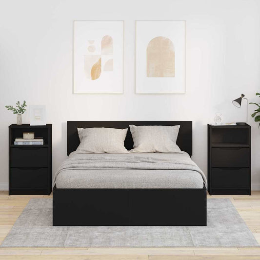 Comodini 2 pcs Nero 40 x 30 x 467 cm Legno multistrato | homemem39