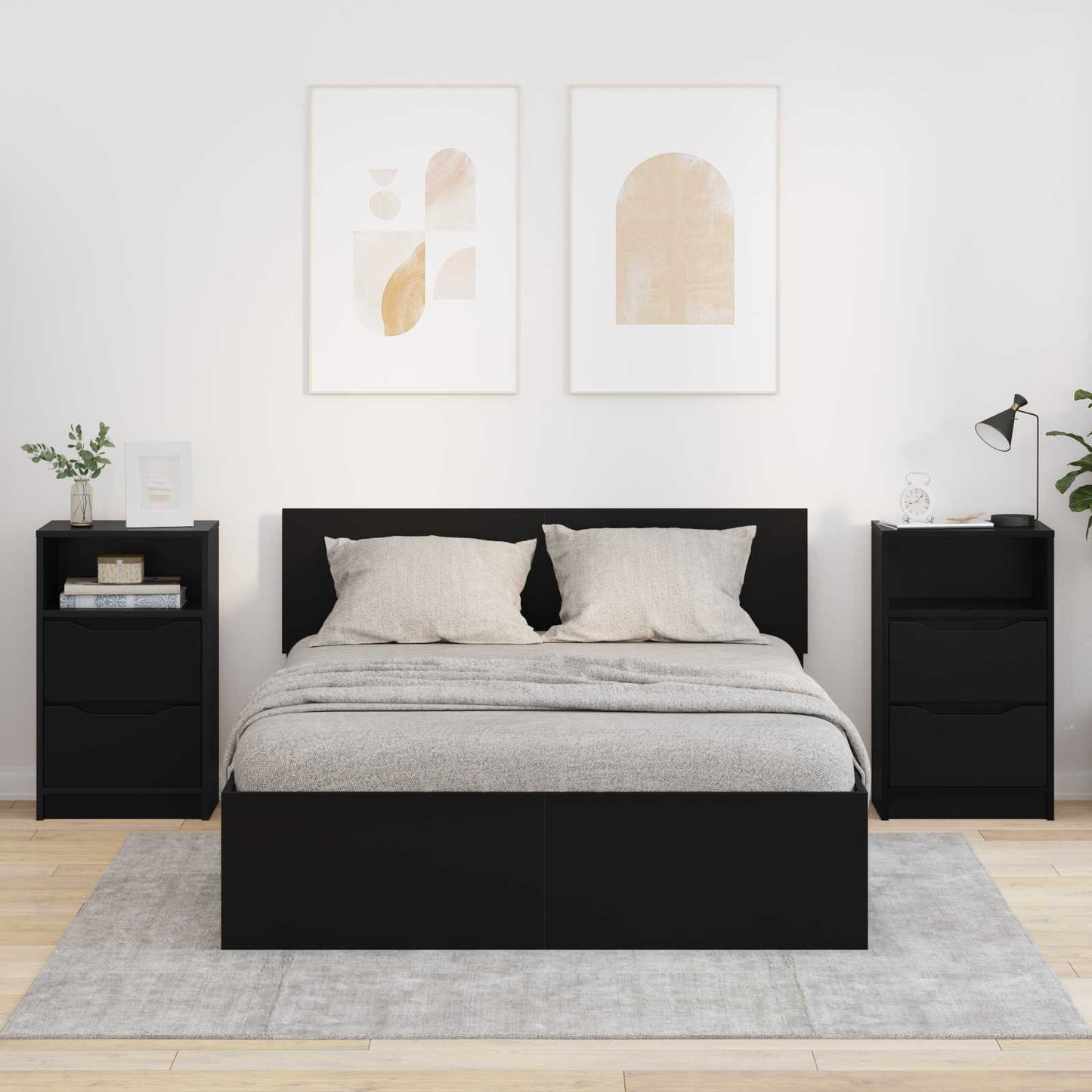 Comodini 2 pz Nero 40 x 30 x 467 cm Legno ingegnerizzato