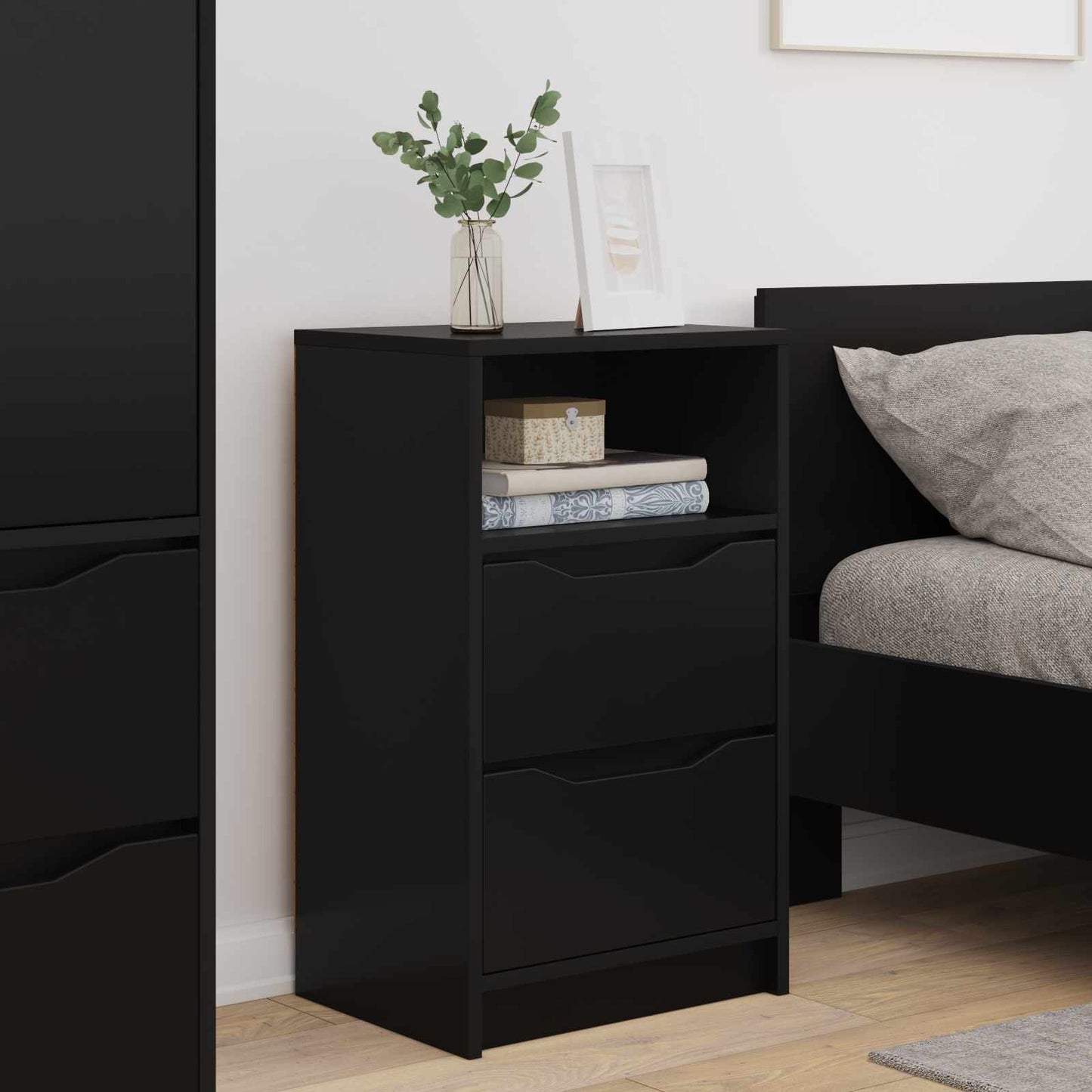 Comodini 2 pz Nero 40 x 30 x 467 cm Legno ingegnerizzato