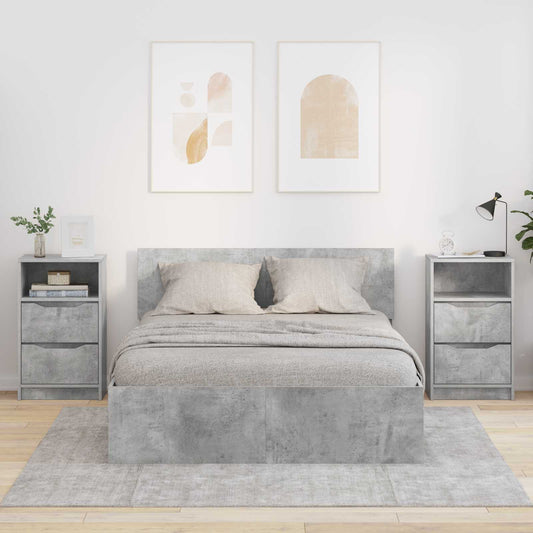 Comodini 2 pz Grigio cemento 40 x 30 x 467 cm